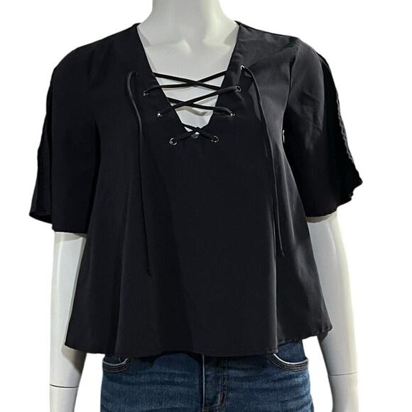 Madison & Berkeley Womens Gray Cropped Blouse Size Medium - Picture 2 of 9